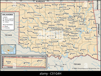 Political map of Oklahoma Stock Photo