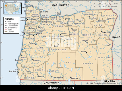 Political map of Oregon Stock Photo
