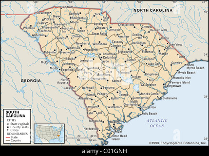 Map of South Carolina Stock Photo