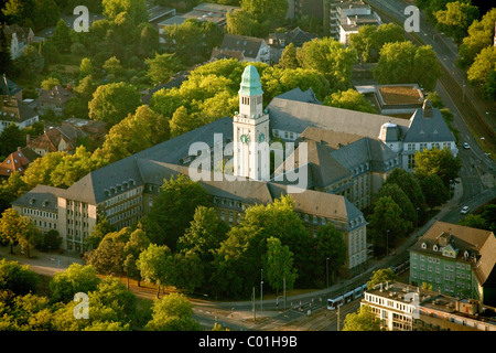 Aerial view, Buer district, district town hall, Gelsenkirchen, Ruhrgebiet area, North Rhine-Westphalia, Germany, Europe Stock Photo