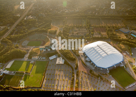 Aerial view, Schalkearena stadium, Arena auf Schalke stadium, Veltins-Arena stadium, stadium of a German Bundesliga club in the Stock Photo