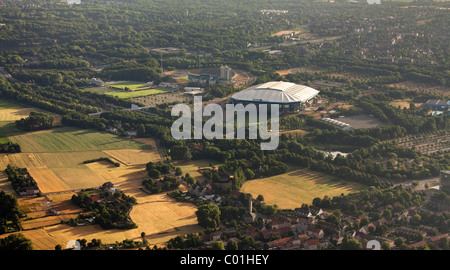 Aerial view, Schalkearena stadium, Arena auf Schalke stadium, Veltins-Arena stadium, stadium of a German Bundesliga club at Stock Photo