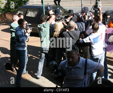 Pete Doherty arrives at West London Magistrates Court  on August 7, 2007. The troubled indie singer returns for sentencing Stock Photo