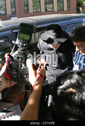 Pete Doherty arrives at West London Magistrates Court  on August 7, 2007. The troubled indie singer returns for sentencing Stock Photo