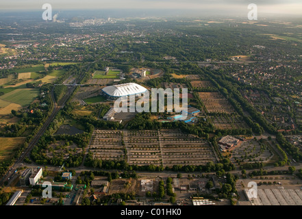 Aerial view, Buer district, Schalkearena stadium, Arena auf Schalke stadium, Veltins-Arena stadium, the former Parkstadion Stock Photo