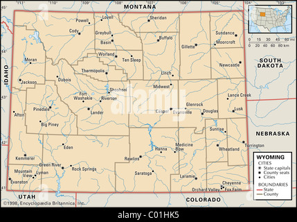 Political map of Wyoming Stock Photo