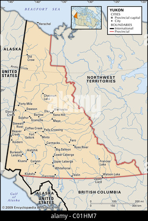 Map of Yukon Territory Stock Photo