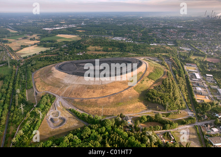 Aerial view, mining waste tips, coal waste heap, Gladbeck, Ruhr Area, North Rhine-Westphalia, Germany, Europe Stock Photo