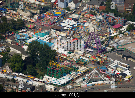 Aerial view, Cranger Kirmes funfair, ferris wheel, Herne, Ruhr Area, North Rhine-Westphalia, Germany, Europe Stock Photo