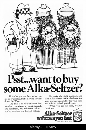 1970s advertisement in football programme for ALKA-SELTZER Stock Photo
