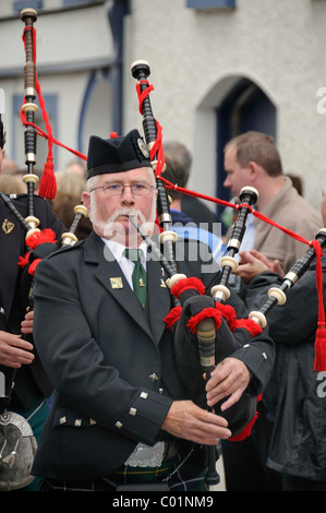 Irish bagpipe band at the town festival in Birr, County Offaly, Midlands, Republic of Ireland, Europe Stock Photo