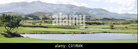 Panoramic view of golf field in Bel Ombre, Mauritius, Africa Stock Photo