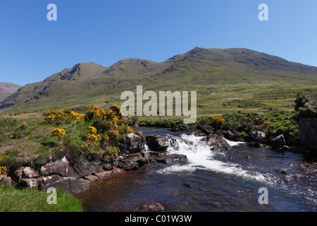 Bundorragha River, Ben Gorm mountain at the back, Doolough Valley, County Mayo, Connacht province, Republic of Ireland, Europe Stock Photo