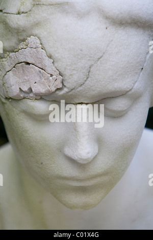 Cracked face of a cemetery statue, portrait, woman Stock Photo