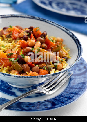 Individual portion of red kidney beans chickpeas and rice salad Stock Photo