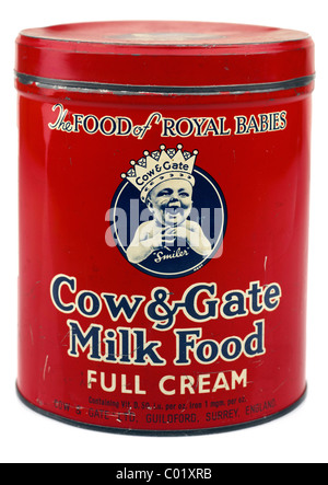 Vintage red tin Cow and Gate full cream milk food. EDITORIAL ONLY Stock Photo