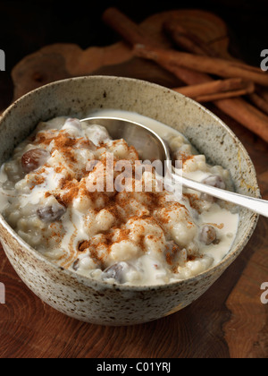 An individual portion of vegetarian rice pudding Stock Photo