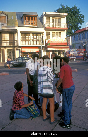 French students, students, teen girls, teen boys, teenagers, Pointe-a-Pitre, Grande-Terre, Guadeloupe, France, French West Indies Stock Photo