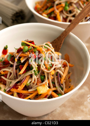 Individual portion of vegetarian soba noodles Stock Photo