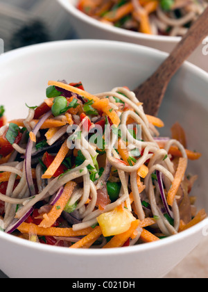 Individual portion of vegetarian soba noodles Stock Photo