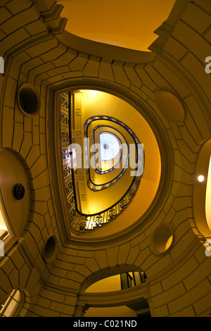 Spiral staircase, interior of Courtauld Gallery, Somerset House, London, England, UK, United Kingdom, GB, Great Britain, British Stock Photo