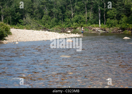 Fisherman along the Ammonoosuc River in Carroll, New Hampshire USA Stock Photo