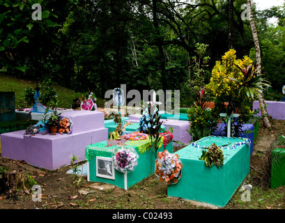 Guatemala. Izabal. Rio Dulce. Cemetery. Stock Photo