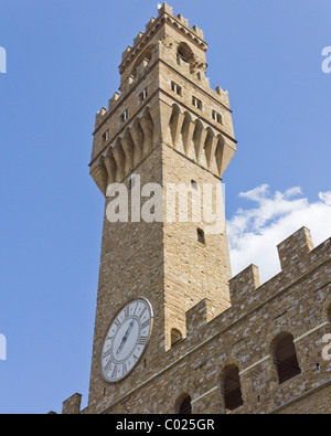 Bell Tower, Palazzo Vecchio, the town hall of Florence, Italy Stock Photo