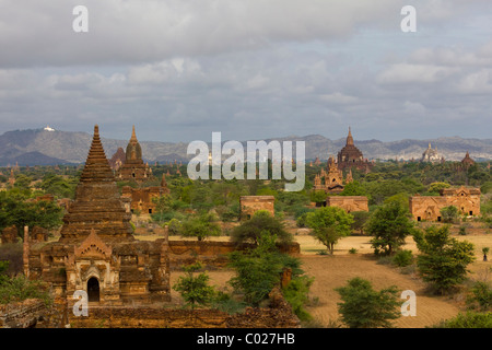 view of temples surrounding Htilominlo temple, southwest Bagan, Myanmar Burma