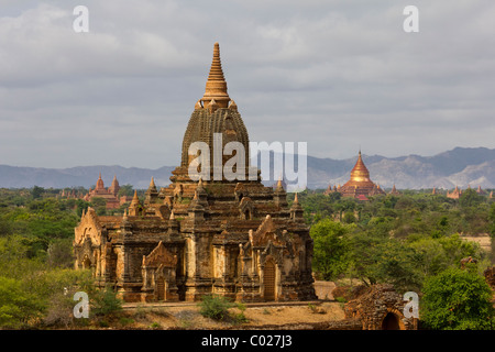 view of temples surrounding Htilominlo temple, southwest Bagan, Myanmar Burma