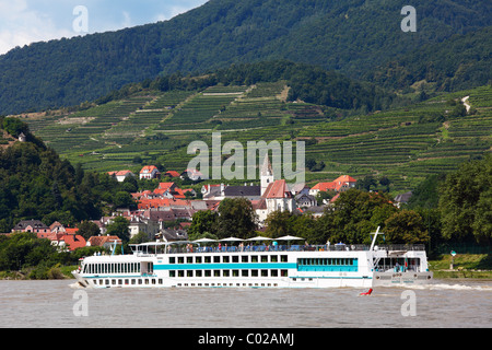 MS Rousse Prestige cruise ship on the Danube, Spitz, Wachau, Waldviertel quarter, Lower Austria, Austria, Europe Stock Photo