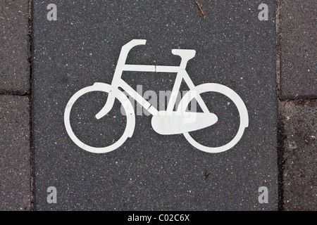 Sign for a cycle path, Amsterdam, Holland, Netherlands, Europe Stock Photo