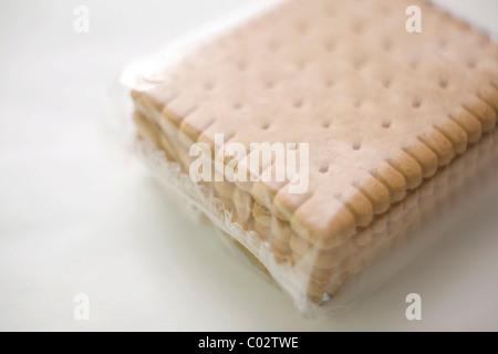 Butter cookies in plastic wrap Stock Photo
