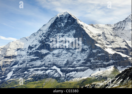 North face of the 3970 metre high Eiger Mountain seen from the south, Canton of Bern, Switzerland, Europe Stock Photo