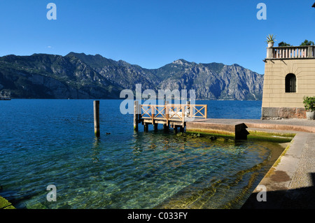 Building on the shore of Lake Garda, Malcesine, Veneto, Venetia, Italy, Europe Stock Photo