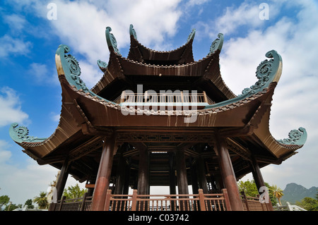 Bell tower with one of the heaviest bells in the world, construction site at the Chua Bai Dinh pagoda, to become one of the Stock Photo