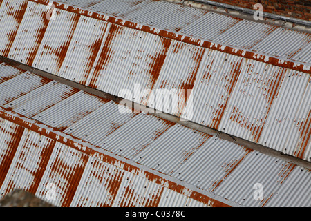 Corrugated tin factory roof Stock Photo