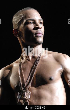 Rapper, T.I. performing live at the Screamfest 2007 tour, held at the Gibson Amphitheatre Los Angeles, California - 01.09.07 Stock Photo