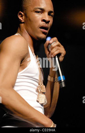 Rapper, T.I. performing live at the Screamfest 2007 tour, held at the Gibson Amphitheatre Los Angeles, California - 01.09.07 Stock Photo