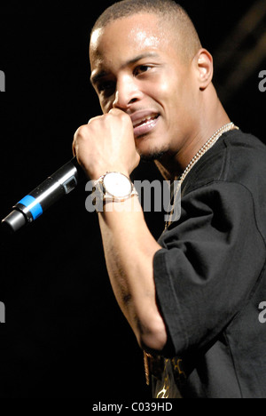 Rapper, T.I. performing live at the Screamfest 2007 tour, held at the Gibson Amphitheatre Los Angeles, California - 01.09.07 Stock Photo