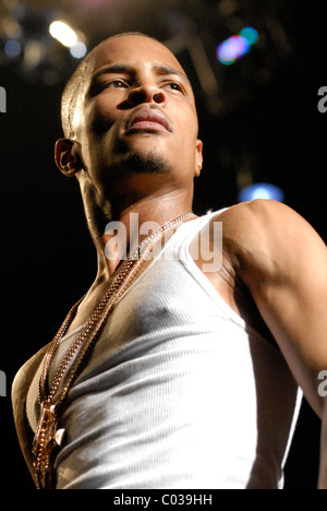 Rapper, T.I. performing live at the Screamfest 2007 tour, held at the Gibson Amphitheatre Los Angeles, California - 01.09.07 Stock Photo