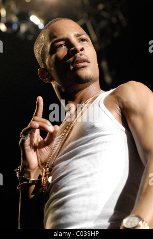 Rapper, T.I. performing live at the Screamfest 2007 tour, held at the Gibson Amphitheatre Los Angeles, California - 01.09.07 Stock Photo