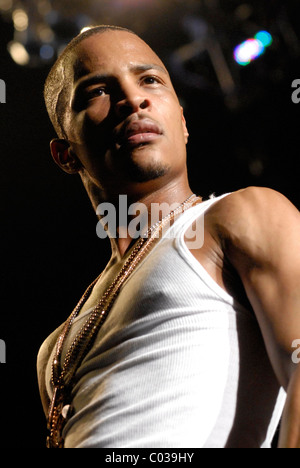 Rapper, T.I. performing live at the Screamfest 2007 tour, held at the Gibson Amphitheatre Los Angeles, California - 01.09.07 Stock Photo