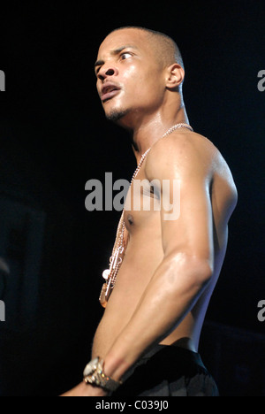 Rapper, T.I. performing live at the Screamfest 2007 tour, held at the Gibson Amphitheatre Los Angeles, California - 01.09.07 Stock Photo