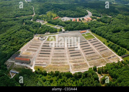 Aerial view, former concentration camp Buchenwald near Weimar, Thuringia, Germany, Europe Stock Photo
