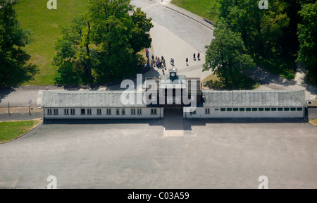 Aerial view, former concentration camp Buchenwald near Weimar, Thuringia, Germany, Europe Stock Photo