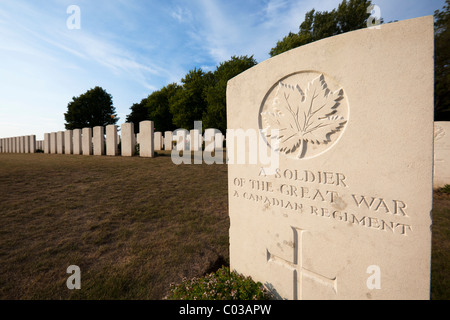 A Soldier of the Great War gravestone Canadian regiment First World War cemetery Vimy ridge France Stock Photo