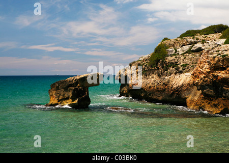 Mediterranean coast in Tarragona, Catalonia, Spain, Europe Stock Photo