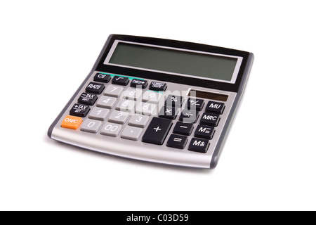 A small calculator, isolated on a white background. Stock Photo