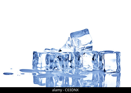 Melting Ice Cube Isolated On White Background Stock Photo